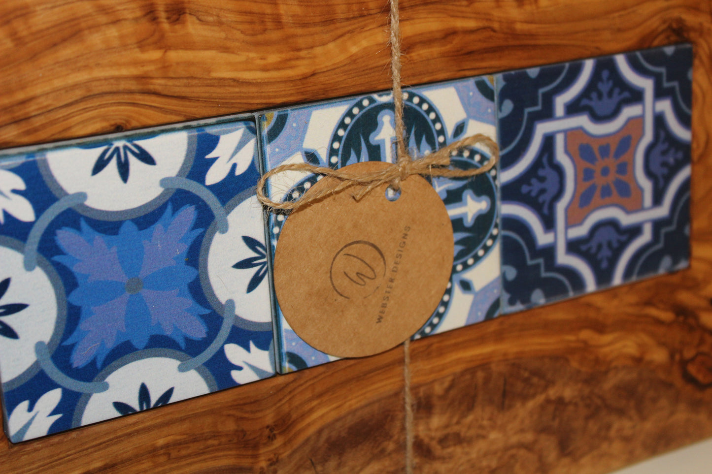 Olive Wood Board with Glass Tiles (203187)