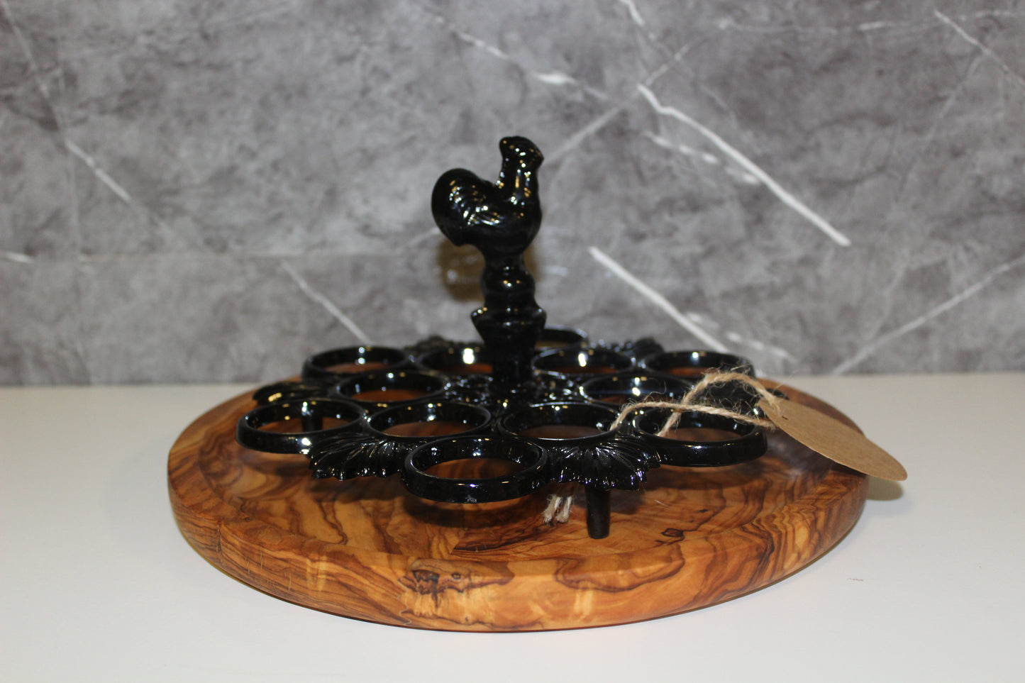 Cast Iron & Olive Wood Egg Holder (203182)