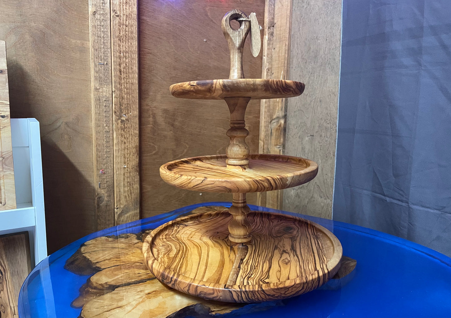Olive Wood Cake Stand (203070)