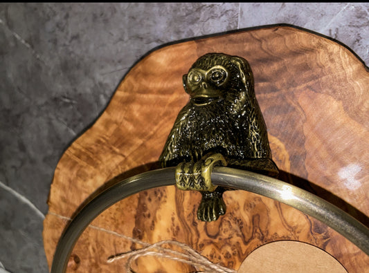 Olive Wood Monkey Towel Holder (203122)