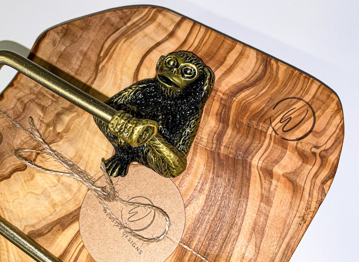 Olive Wood Monkey Toilet Roll Holder (203123)