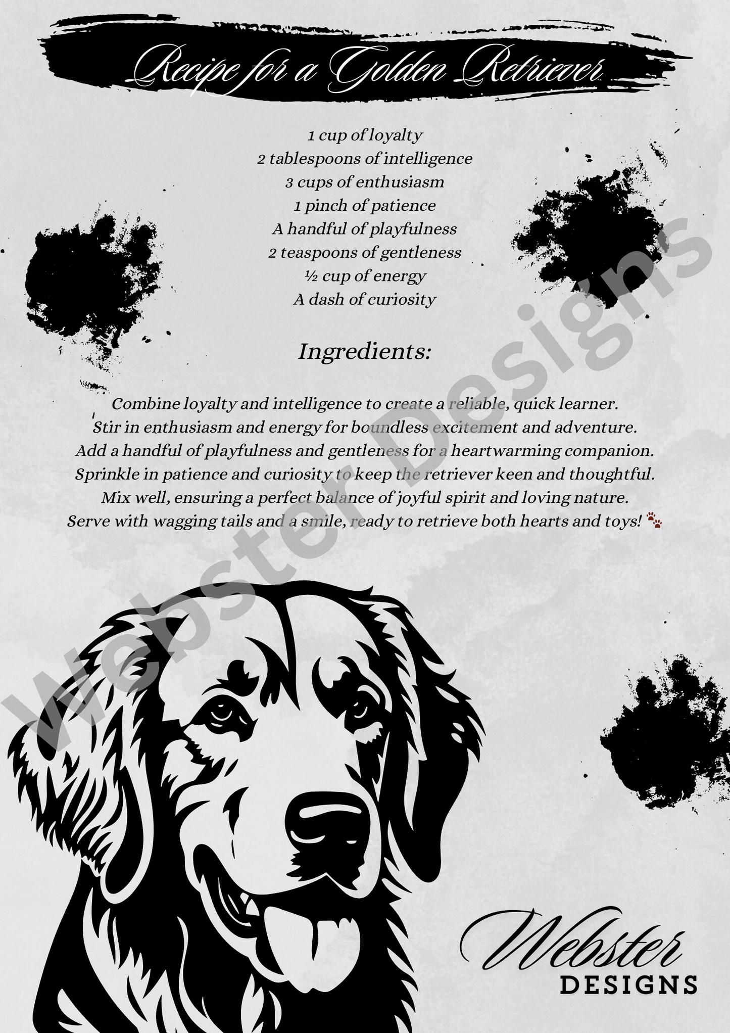Golden Retriever Recipe Digital Print