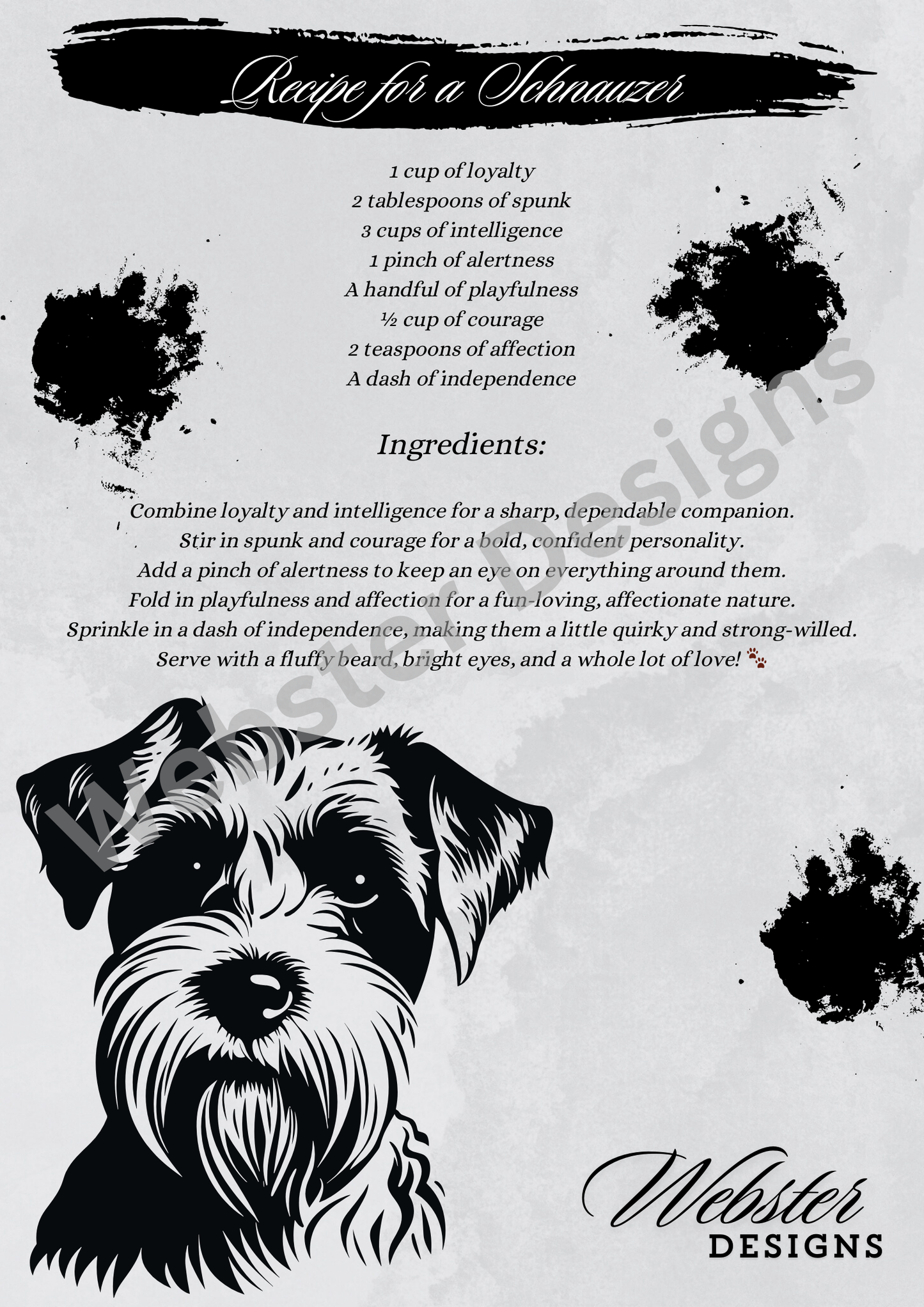 Schnauzer Recipe Digital Print