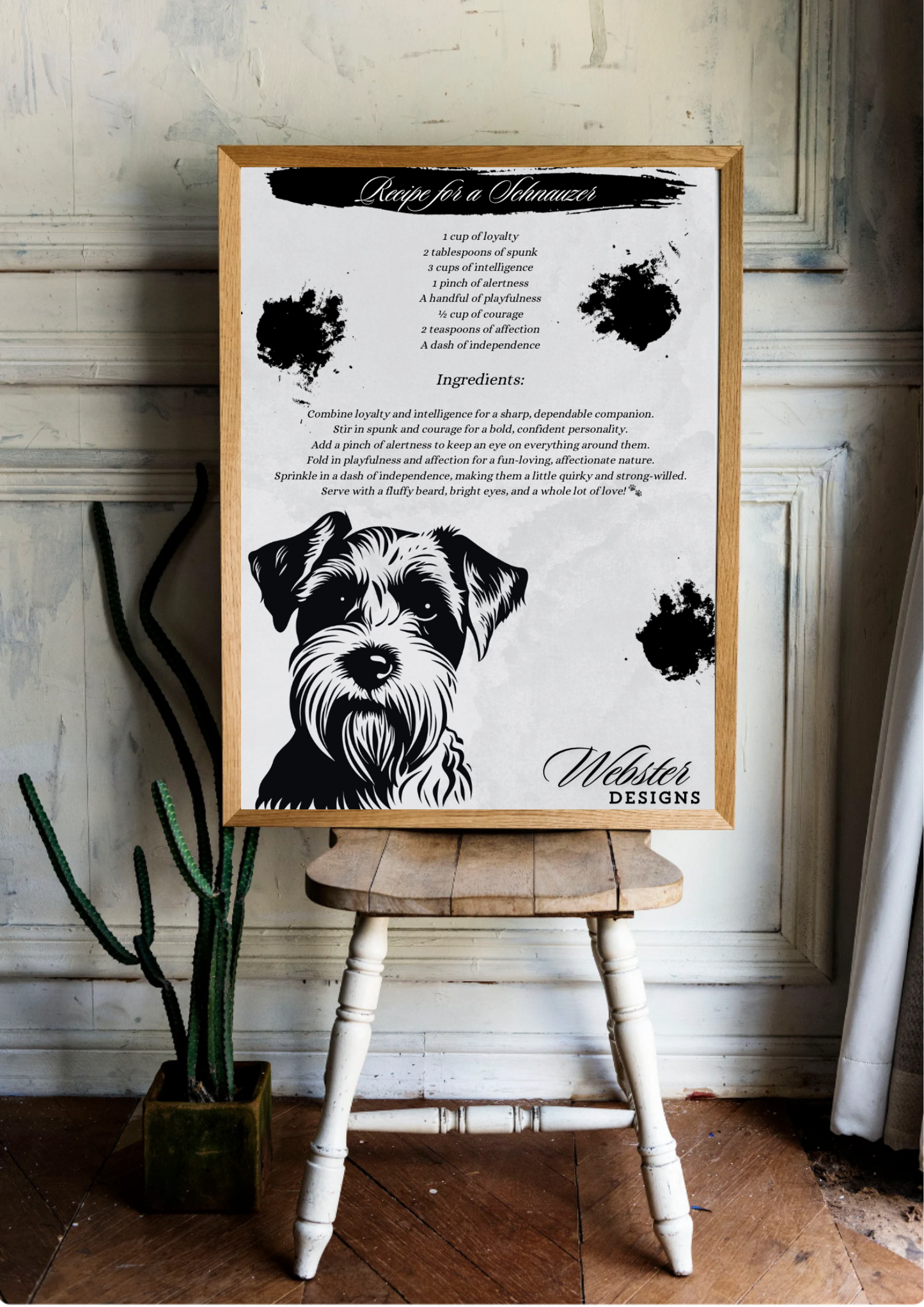 Schnauzer Recipe Digital Print