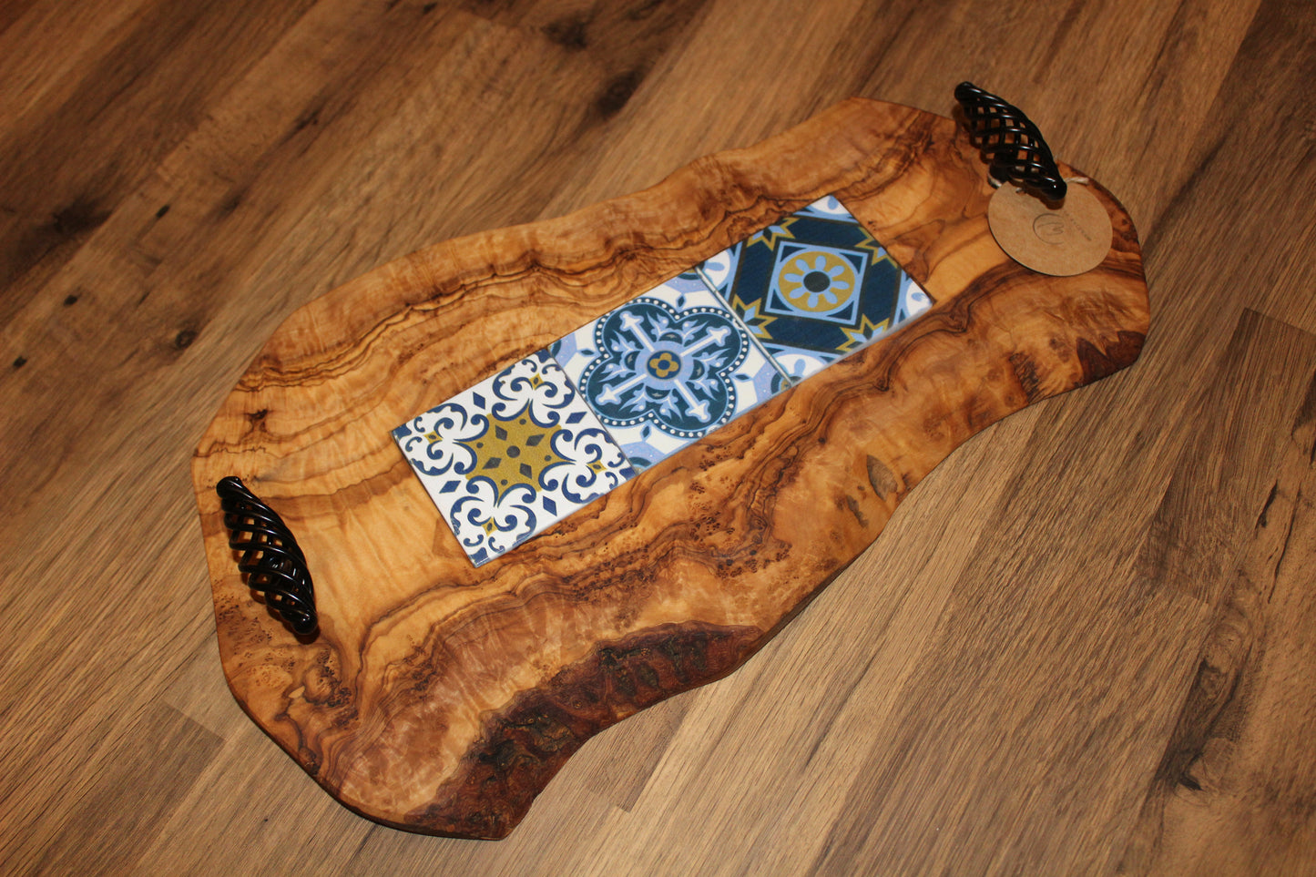 Olive Wood Board with Glass Tiles (203208)