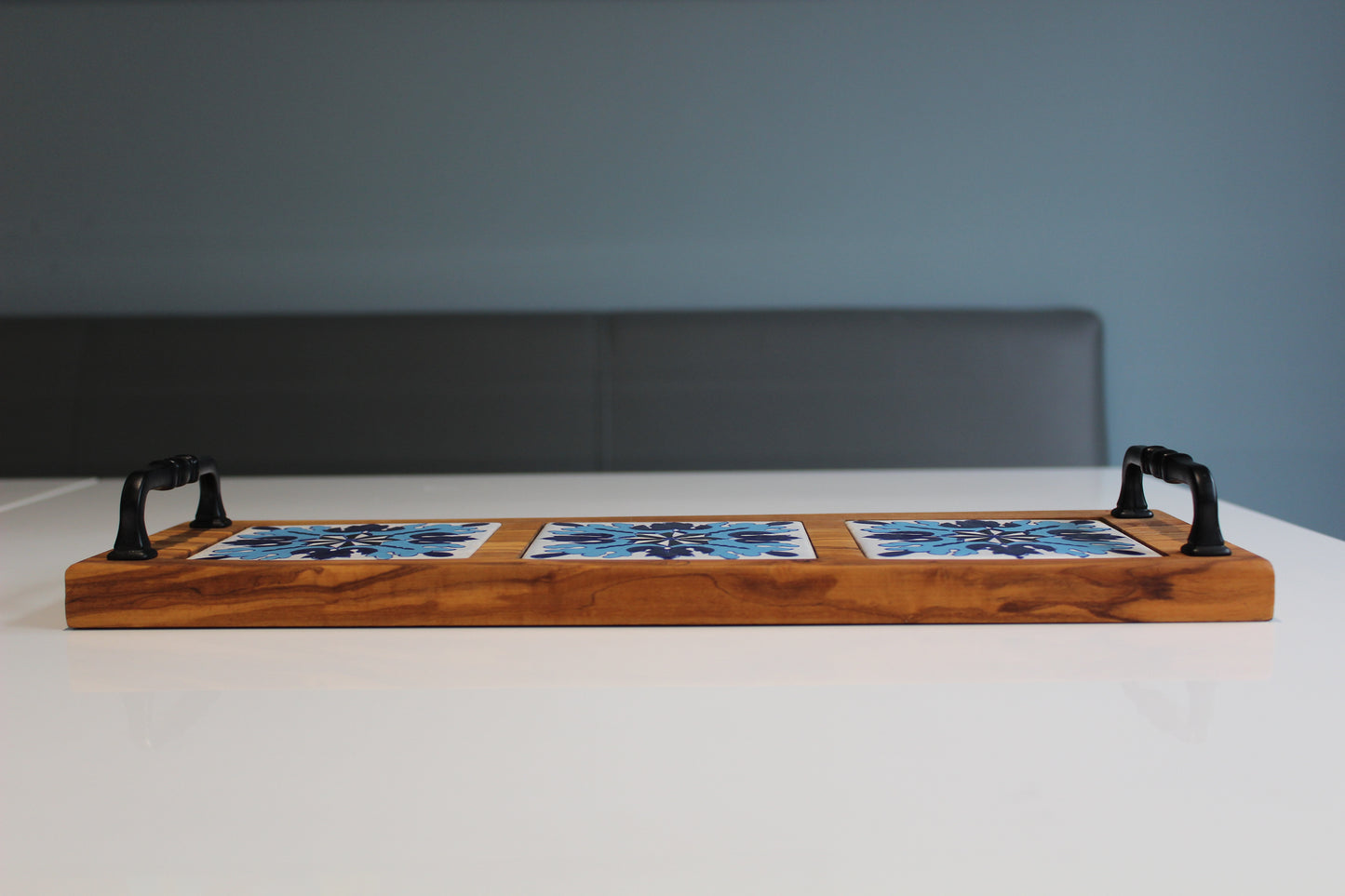 Olive Wood Marble Tray (M)