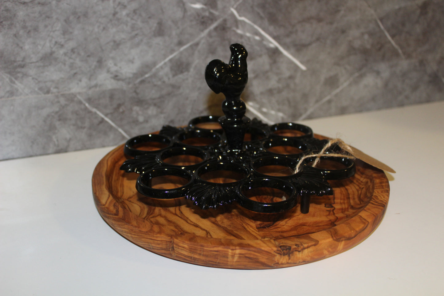 Cast Iron & Olive Wood Egg Holder (203182)