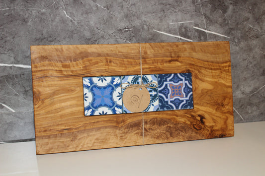 Olive Wood Board with Glass Tiles (203187)