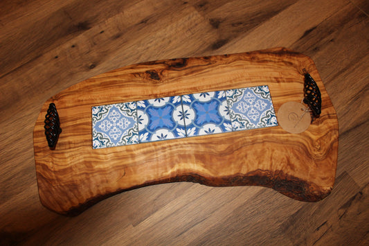 Olive Wood Board with Glass Tiles (203209)