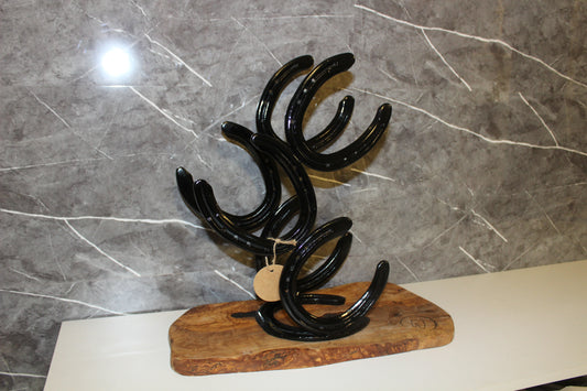 Cast Iron & Olive Wood Horse Shoe Bottle Holder (203001)