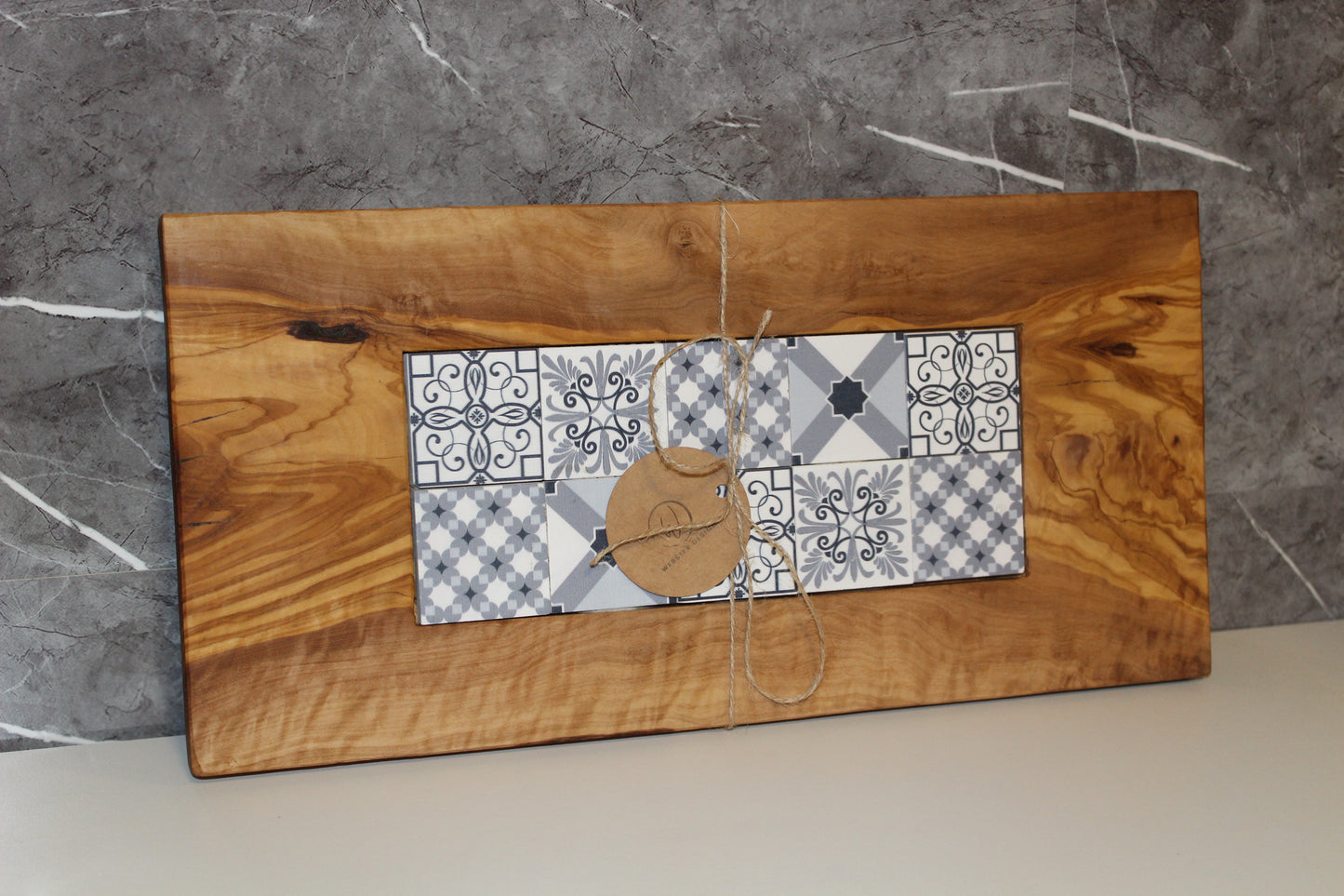 Olive Wood Board with Mosaic Tiles (203188)