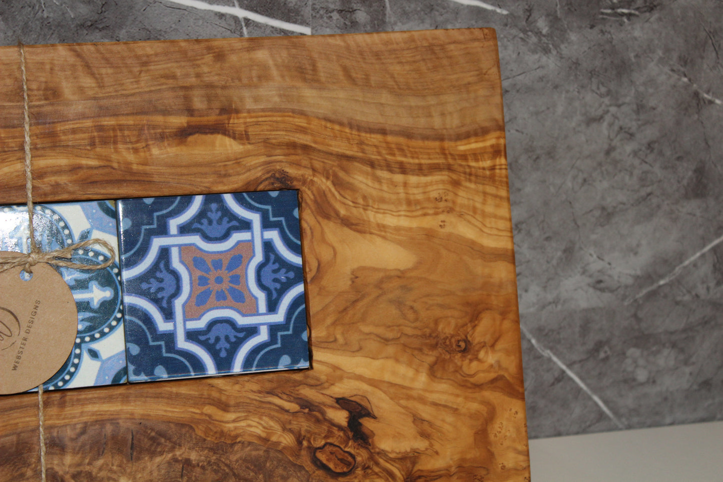 Olive Wood Board with Glass Tiles (203187)