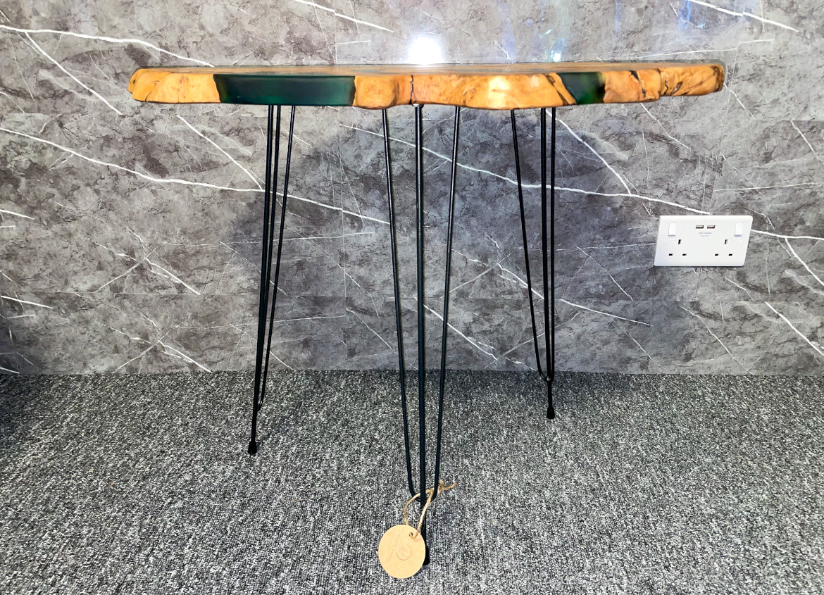 Green Resin & Olive Wood Table (203142)