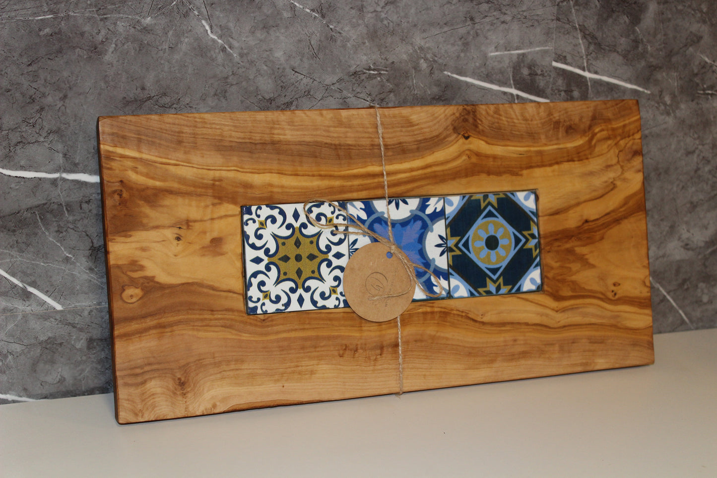 Olive Wood Board with Glass Tiles (203186)
