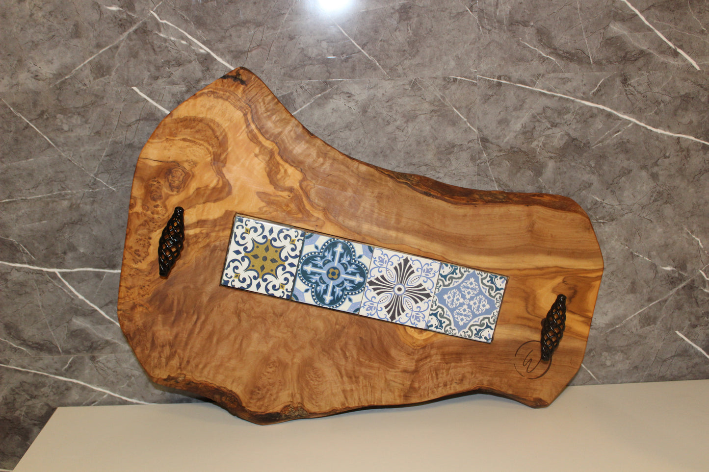 Irregular Shaped Tray with Glass Tiles (203044)