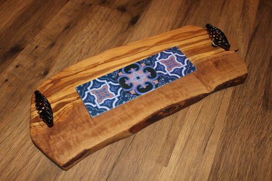 Olive Wood Board with Glass Tiles (203207)