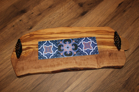 Olive Wood Board with Glass Tiles (203207)