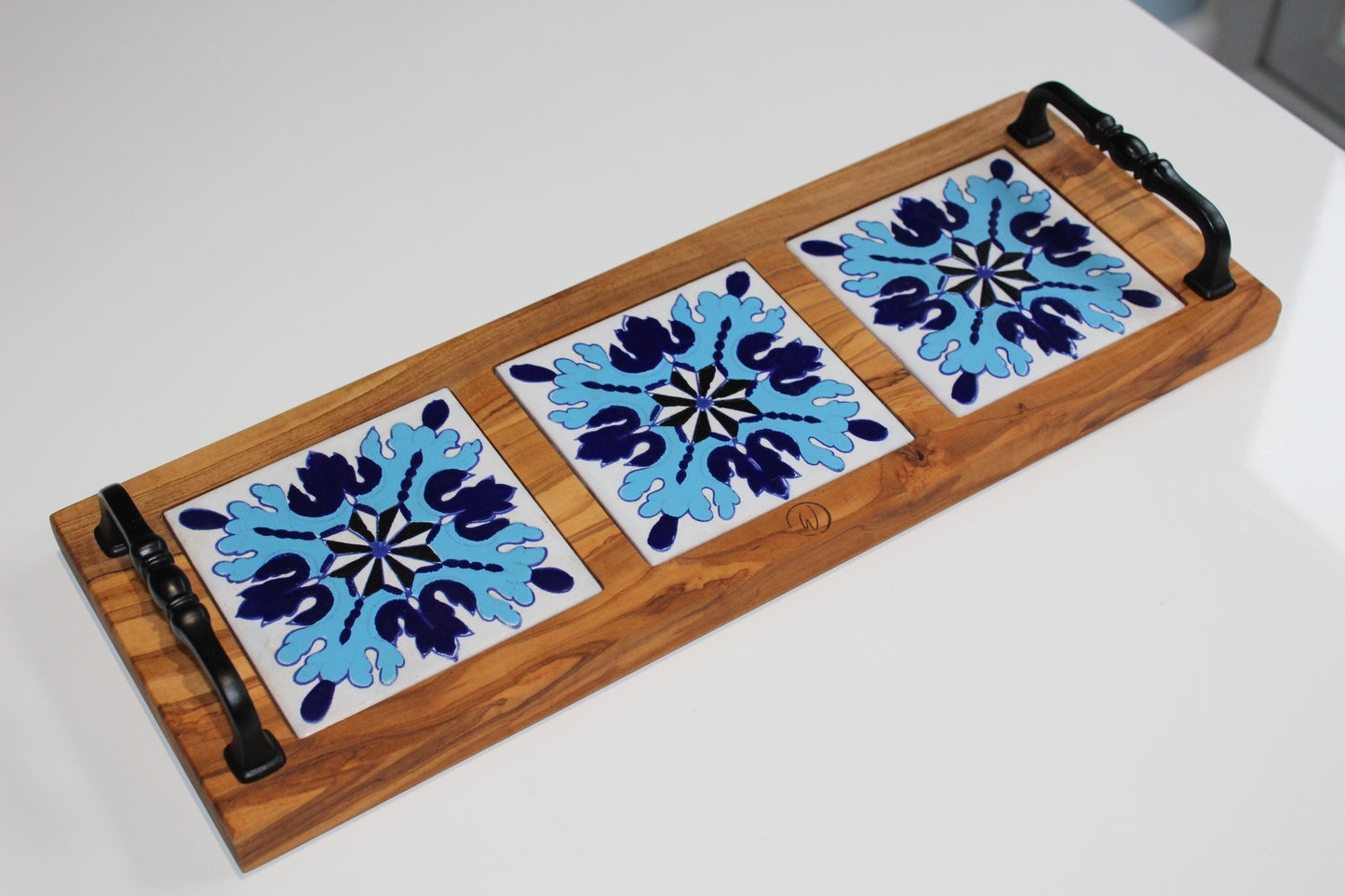 Olive Wood Marble Tray (M)