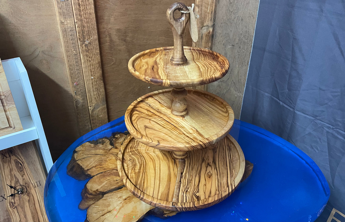 Olive Wood Cake Stand (203070)