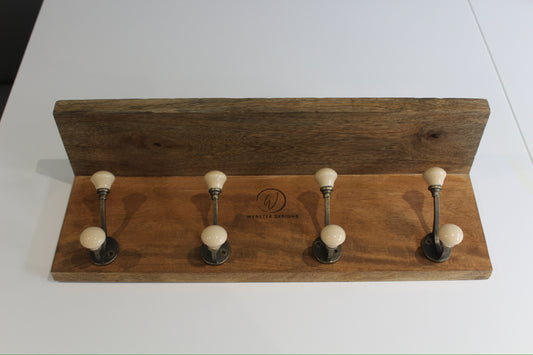 Wooden Coat Hooks with Display Shelf