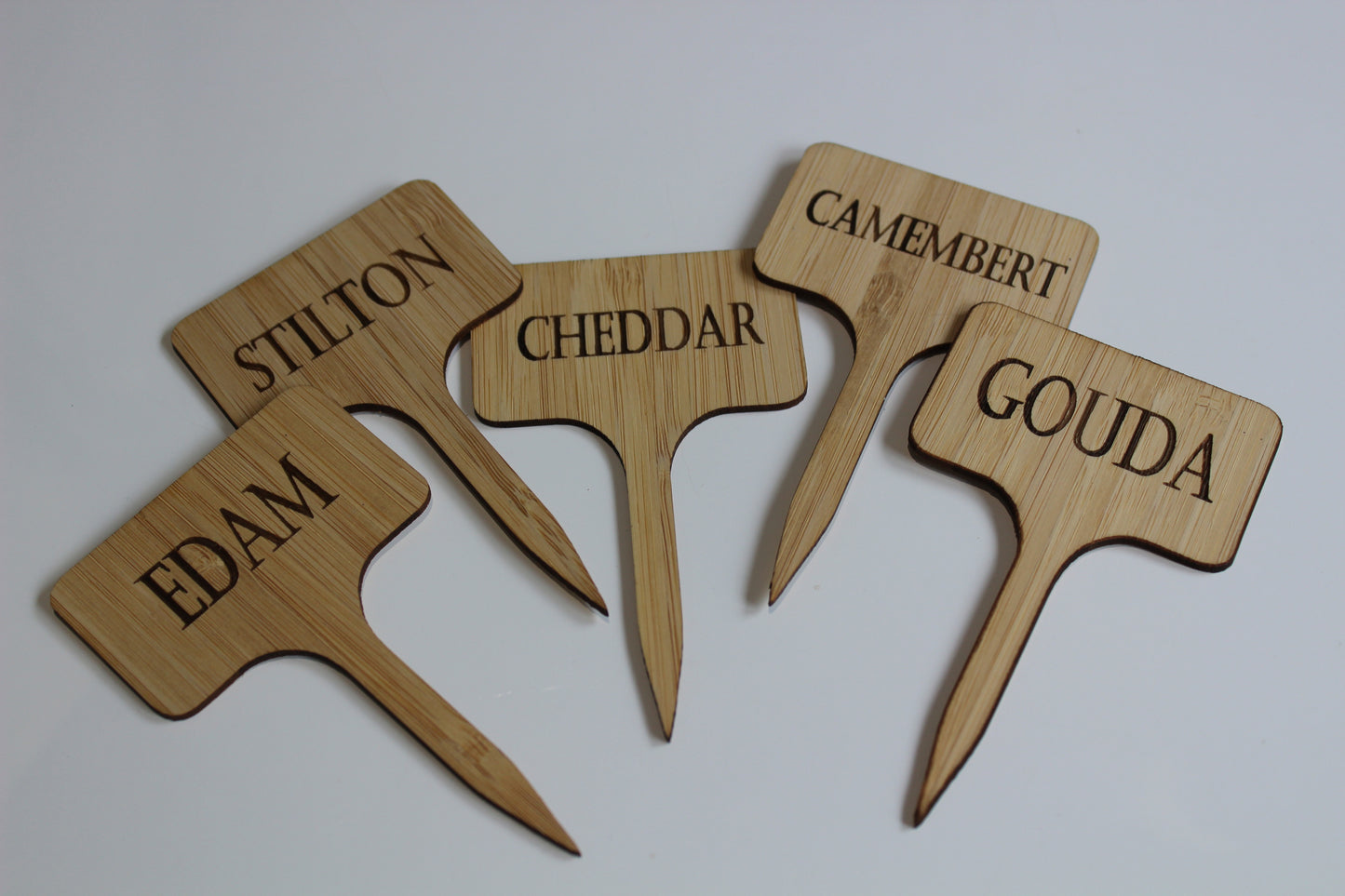 Wooden Cheese Board Labels (set of 5 - double sided)