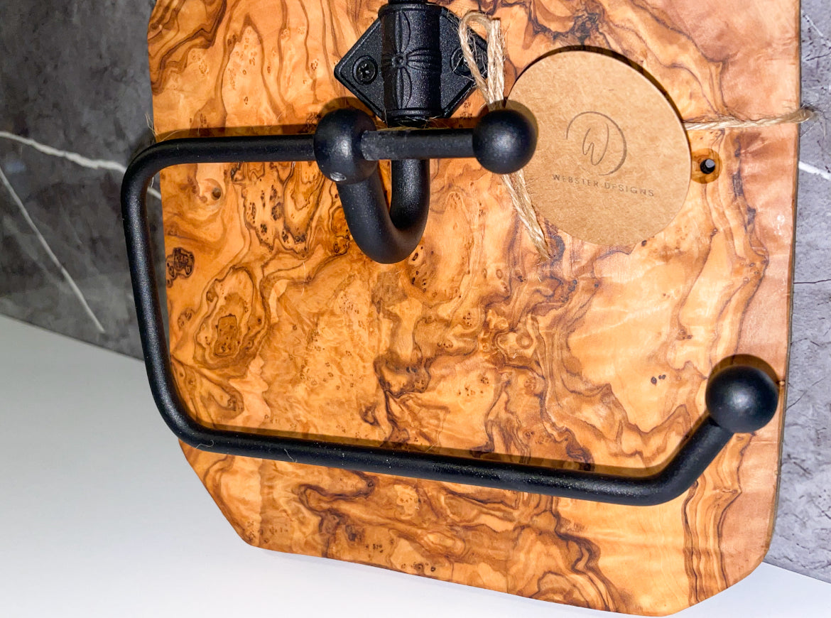 Olive Wood Tap Toilet Roll Holder (203125)