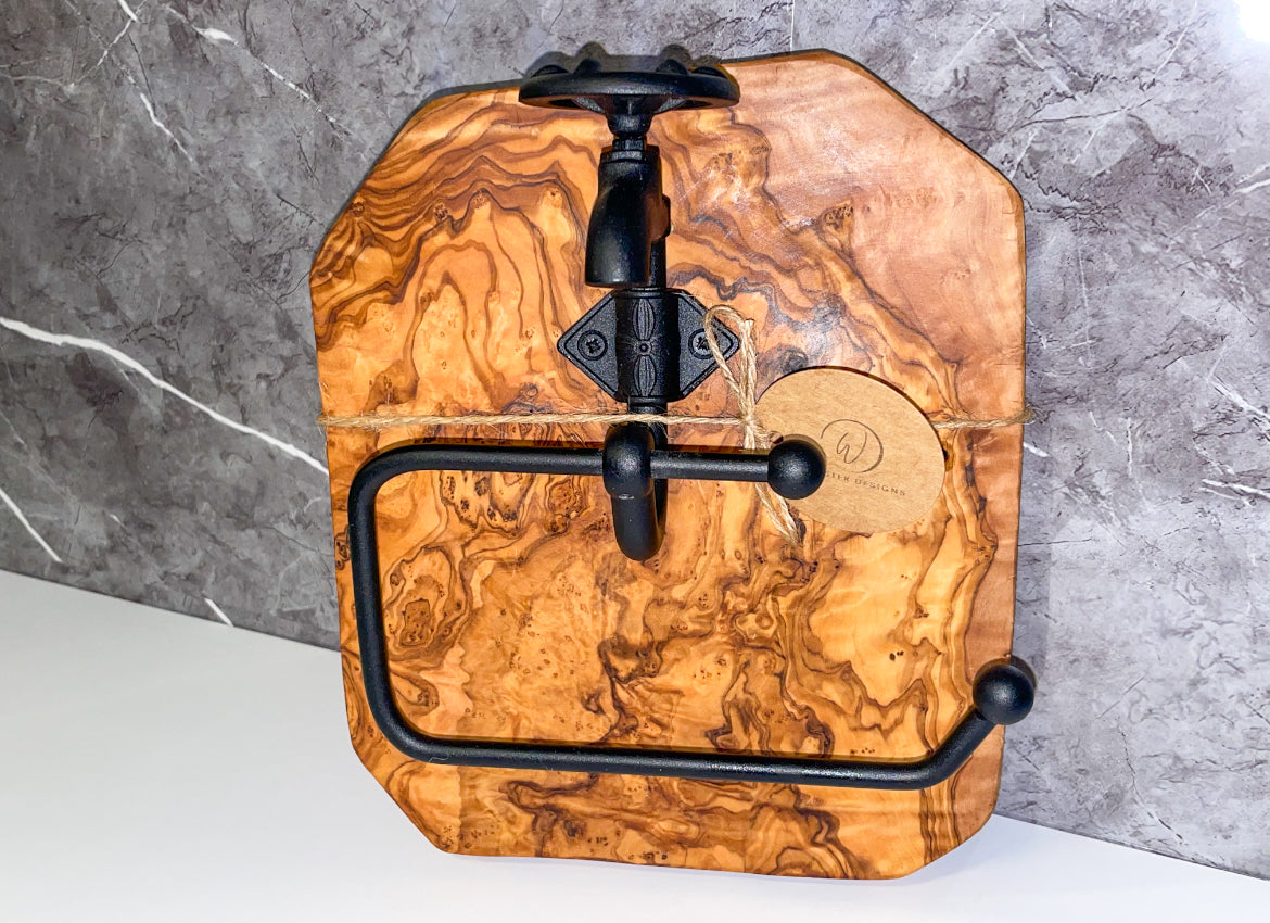 Olive Wood Tap Toilet Roll Holder (203125)