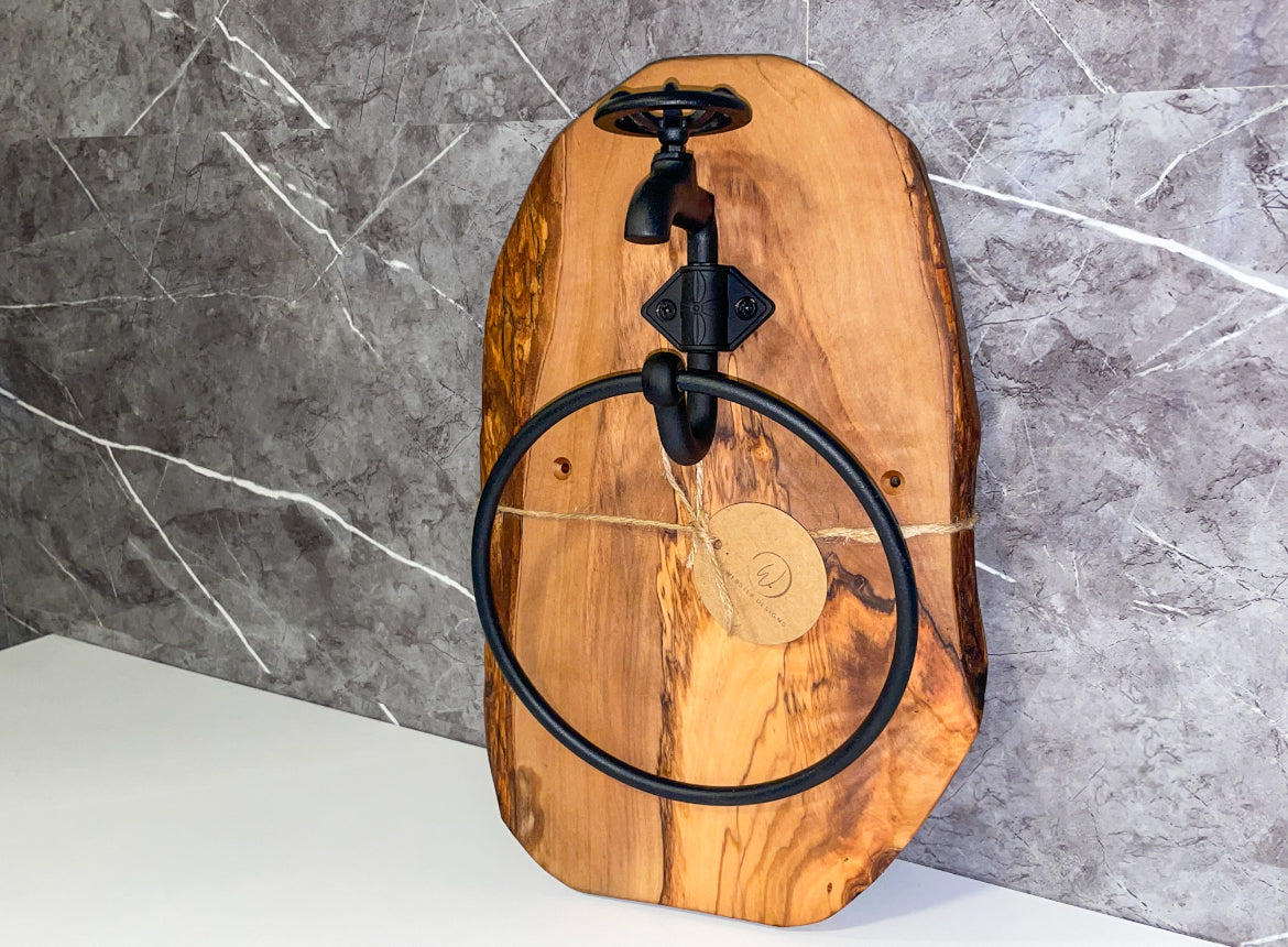Olive Wood Tap Towel Holder (203126)