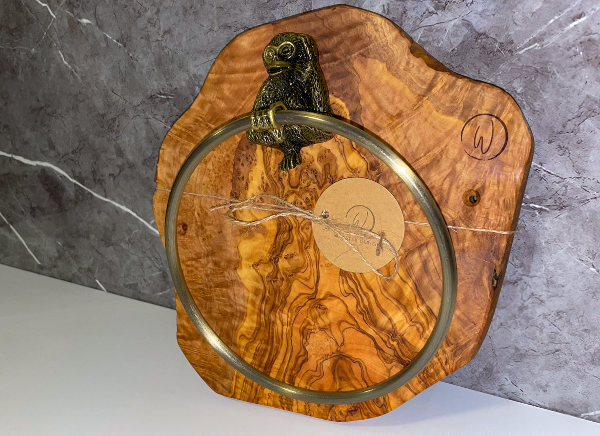 Olive Wood Monkey Towel Holder (203122)
