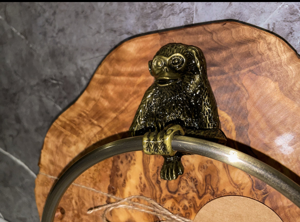 Olive Wood Monkey Towel Holder (203122)