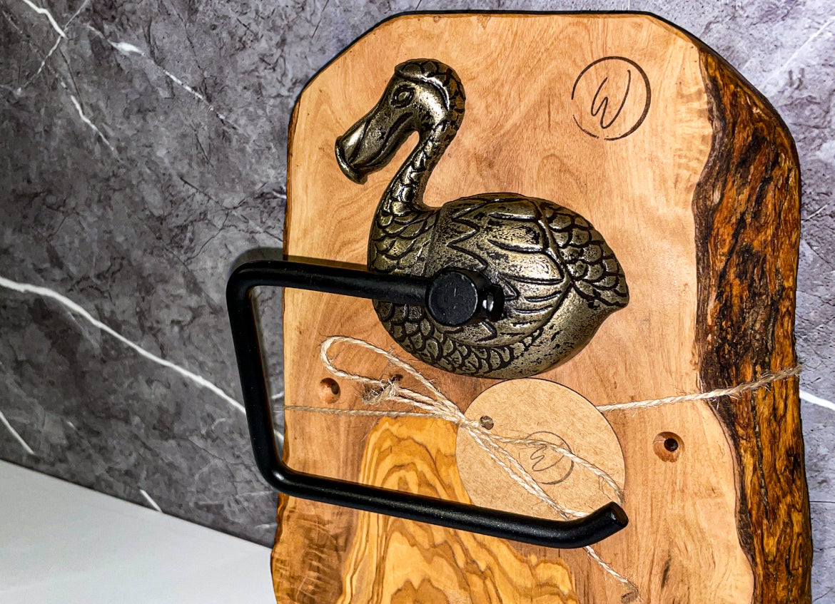 Olive Wood Dodo Toilet Roll Holder (203120)