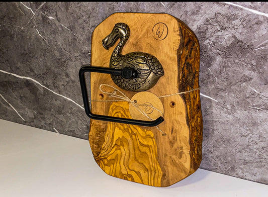 Olive Wood Dodo Toilet Roll Holder (203120)