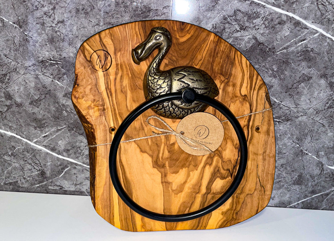 Olive Wood Dodo Towel Holder (203121)