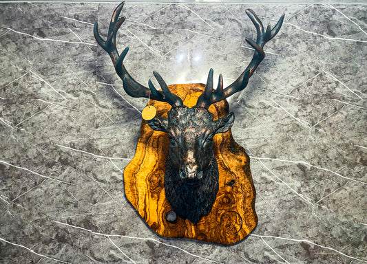 XL Mounted Bronze Stag on Board (203148)