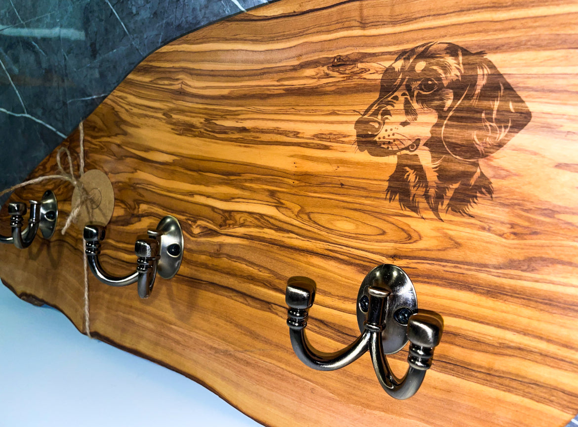 Olive Wood Dachshund Coat Hooks (203138)